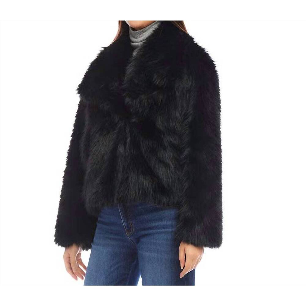 NEW KAREN KANE flanna faux fur coat in black - Picture 3 of 4